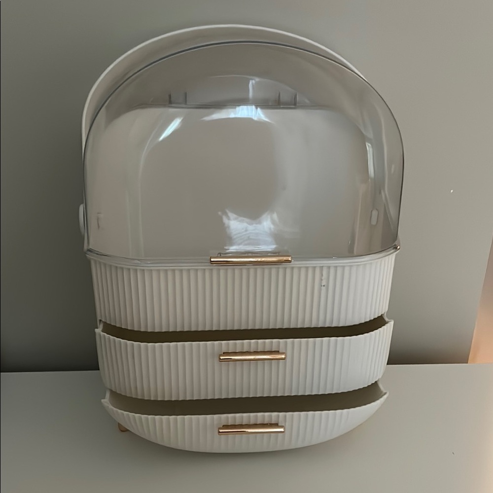 Amazon White and Gold Bath Storage Organizer